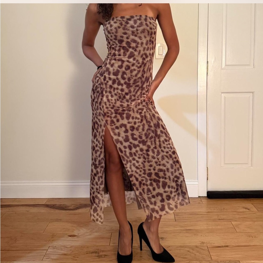 Zara Strapless Animal Print Dress